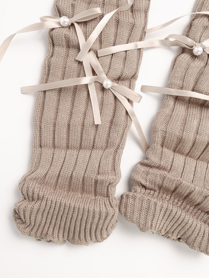 women merino wool blend leg warmers beige ribbed knit bow detail warm winter leg warmers australia