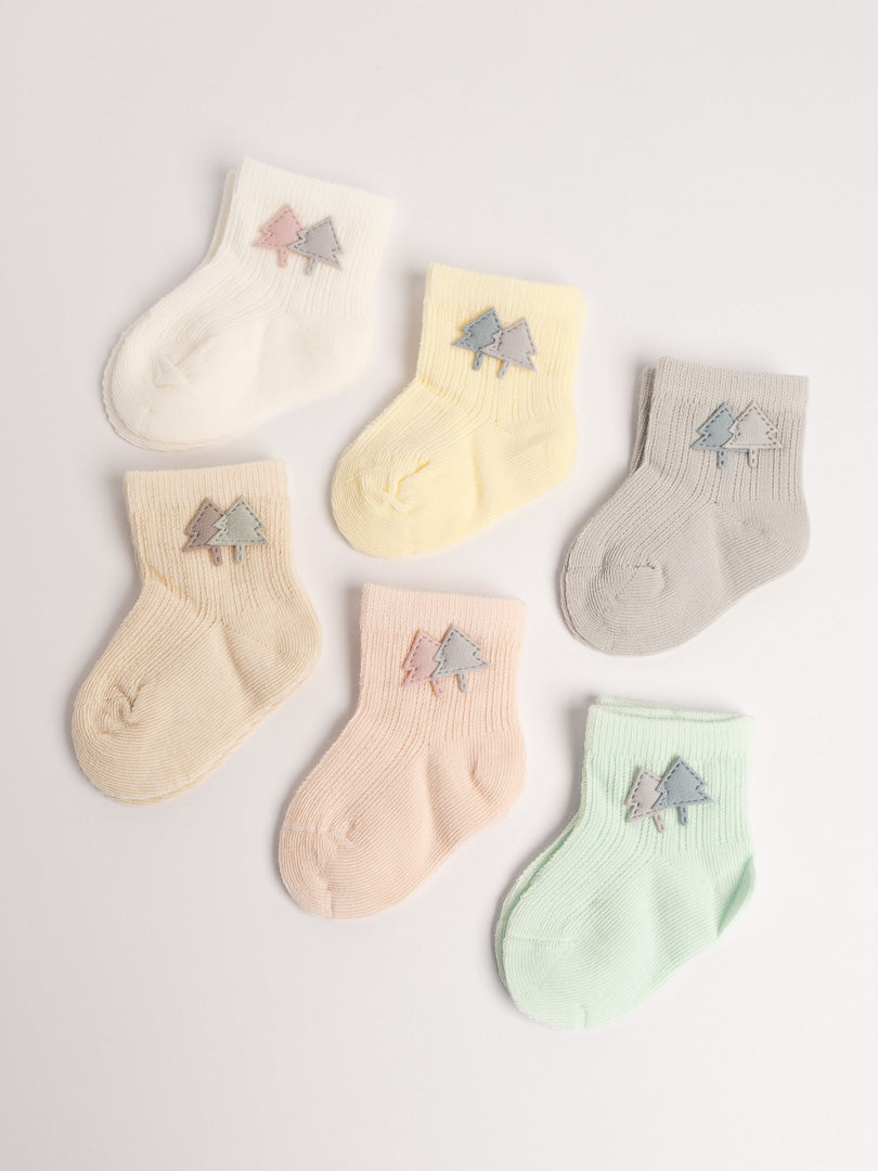 Baby cotton socks in multiple colours with cute embroidery, soft breathable everyday socks