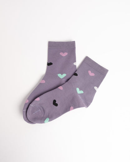Women’s Colour Heart Crew Socks – Soft Everyday Comfort Socks