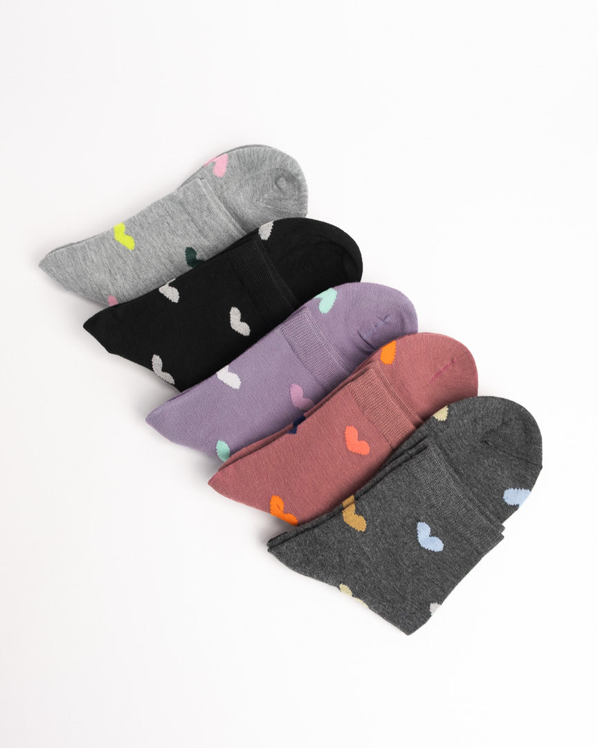 Women’s Colour Heart Crew Socks – Soft Everyday Comfort Socks