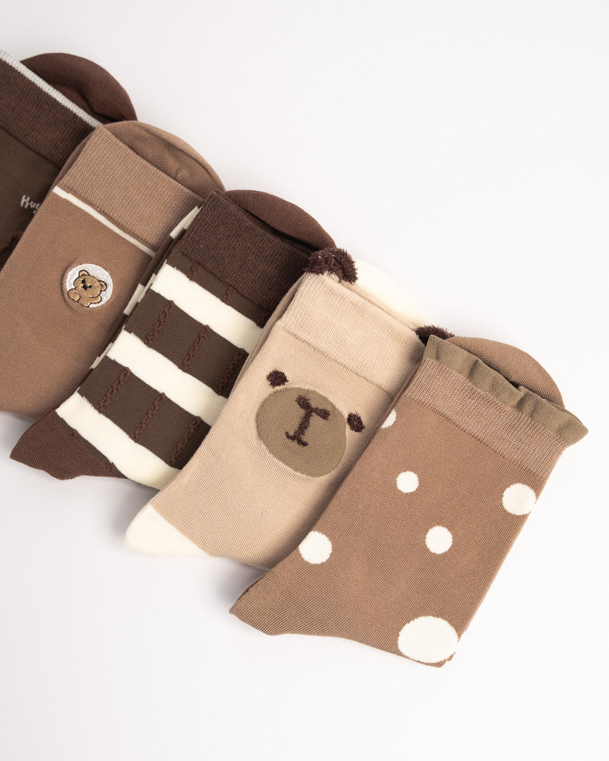 Women’s Brown Tone Modal Crew Socks – Soft Everyday Socks