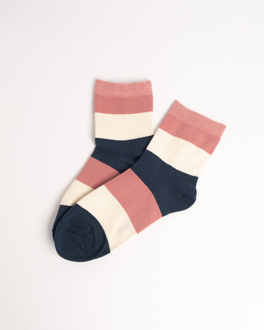 Women’s French Stripe Long Staple Cotton Socks – Casual Everyday Style