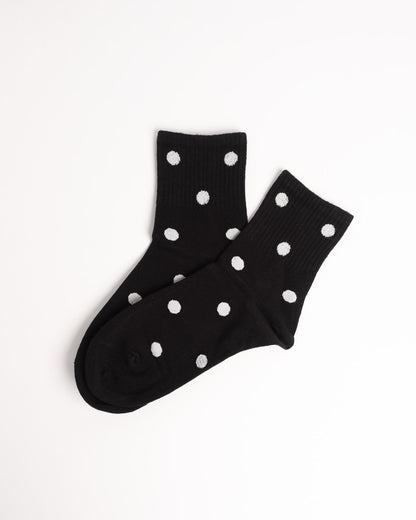Women’s Ribbed Polka Dot Cotton Socks – Soft Casual Crew Socks