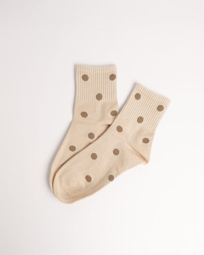 Women’s Ribbed Polka Dot Cotton Socks – Soft Casual Crew Socks