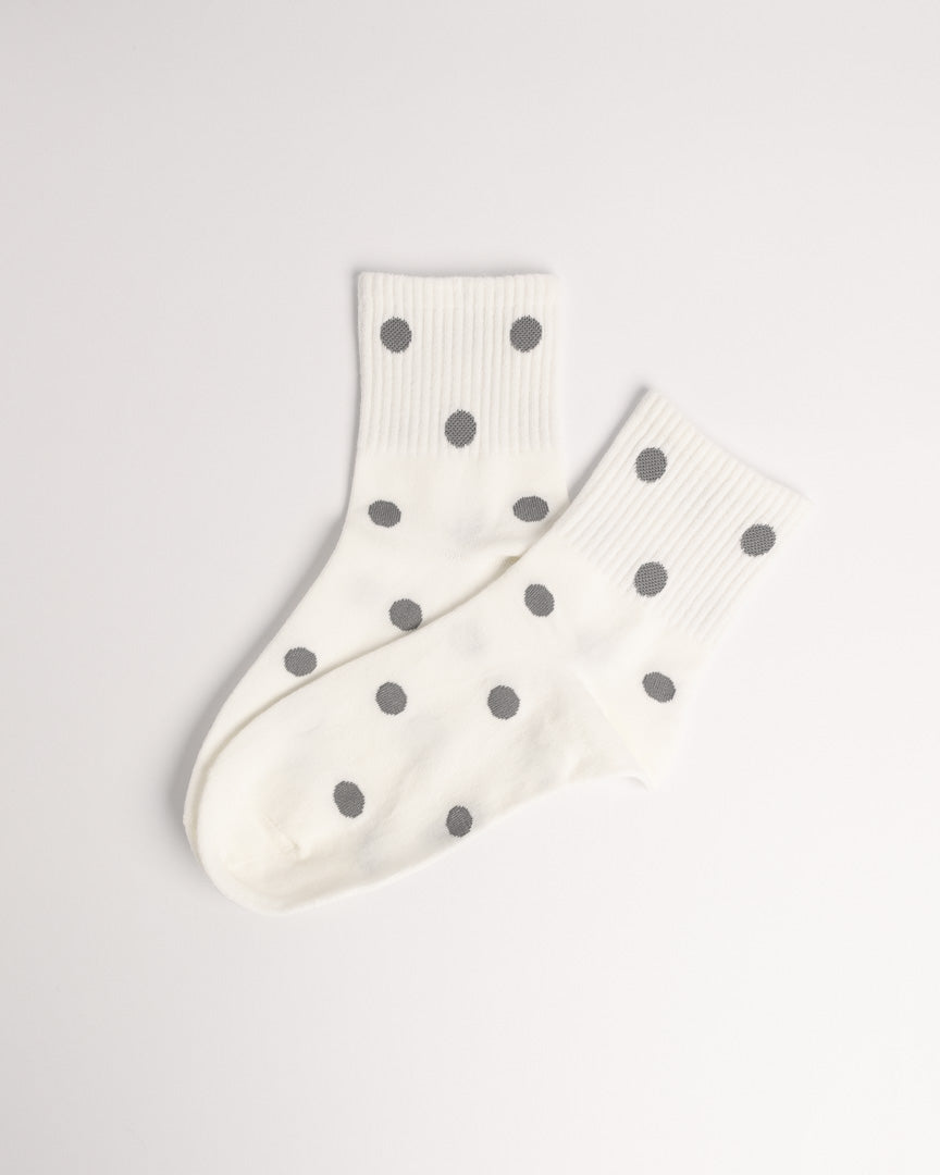 Women’s Ribbed Polka Dot Cotton Socks – Soft Casual Crew Socks