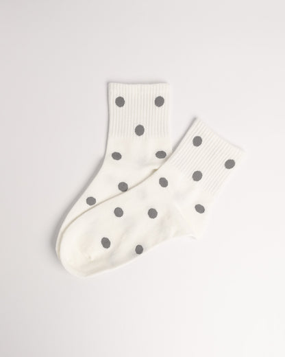 Women’s Ribbed Polka Dot Cotton Socks – Soft Casual Crew Socks