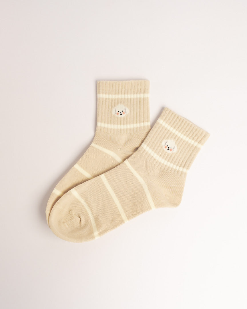 Women's puppy stripe cotton crew socks with breathable cotton and casual everyday wear
