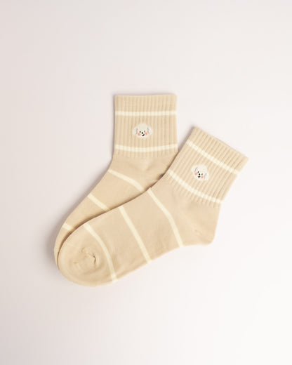 Women's puppy stripe cotton crew socks with breathable cotton and casual everyday wear