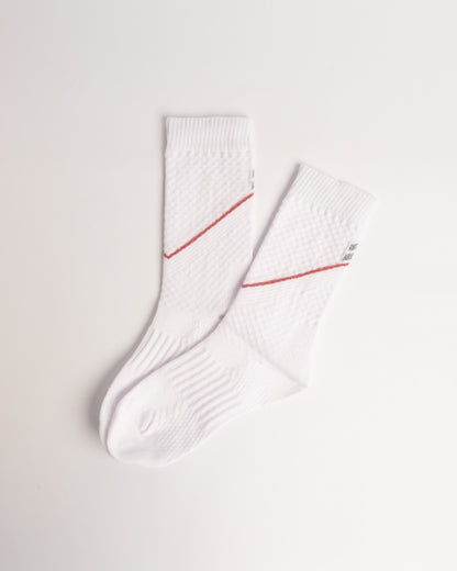 Women's white performance crew socks with lightweight breathable knit and everyday comfort
