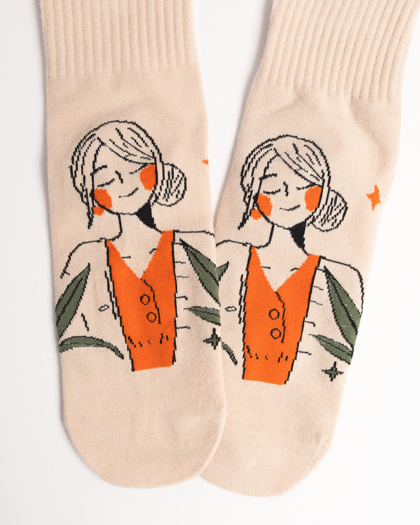 Women’s Cute Graphic Cotton Socks – Casual Everyday Crew Socks