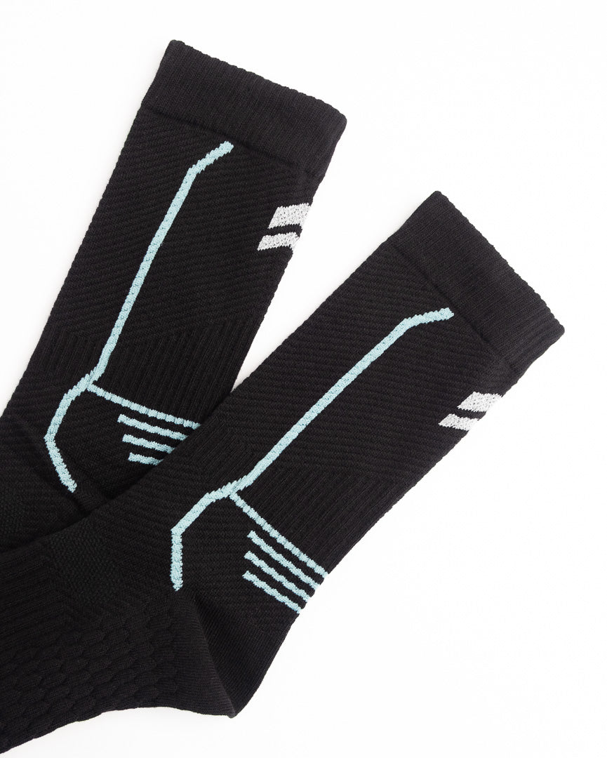 Men's performance crew socks showing breathable knit structure and athletic support