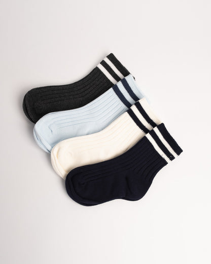 Kids Classic Stripe Combed Cotton Crew Socks – Soft Everyday Socks