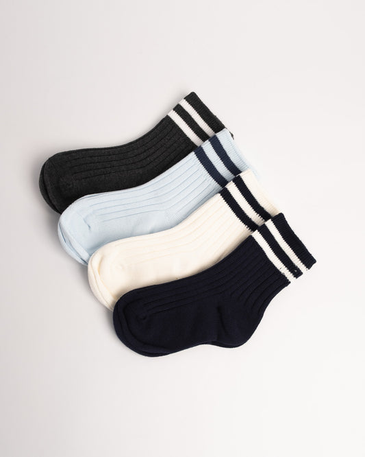 Kids Classic Stripe Combed Cotton Crew Socks – Soft Everyday Socks