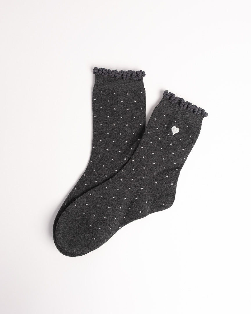 Women's Heart Embroidery Cotton Crew Socks – Soft Everyday Socks
