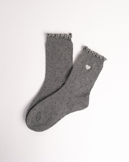 Women's Heart Embroidery Cotton Crew Socks – Soft Everyday Socks