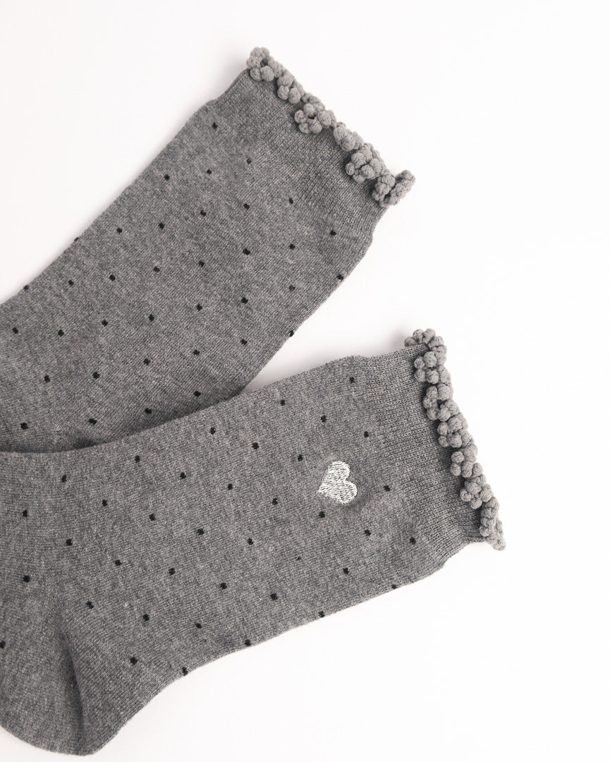 Women's Heart Embroidery Cotton Crew Socks – Soft Everyday Socks
