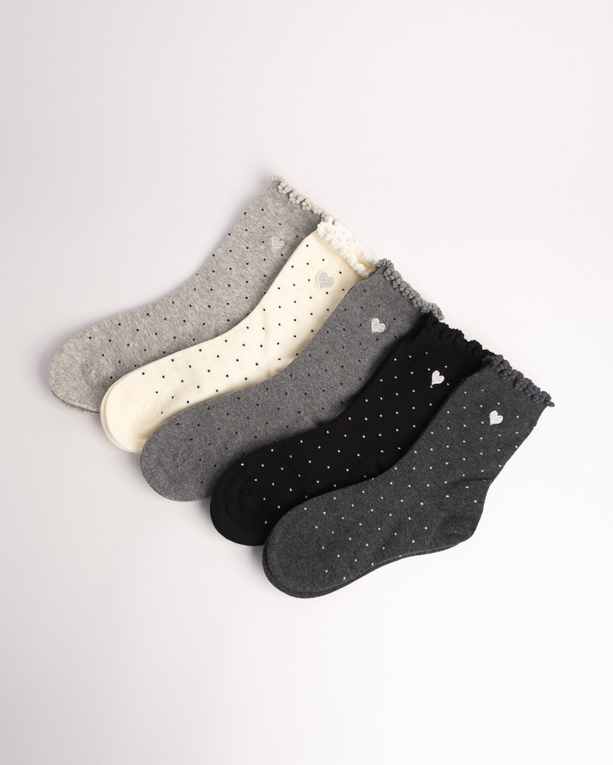 Women's Heart Embroidery Cotton Crew Socks – Soft Everyday Socks