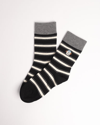 Women's Cat Embroidery Stripe Cotton Crew Socks – Soft Everyday Socks