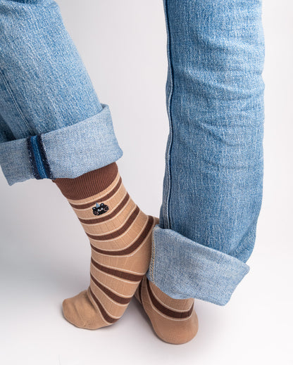Women's Cat Embroidery Stripe Cotton Crew Socks – Soft Everyday Socks