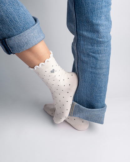 Women's Heart Embroidery Cotton Crew Socks – Soft Everyday Socks