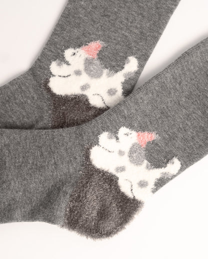Dog Pattern Cotton Crew Socks – Dark Grey