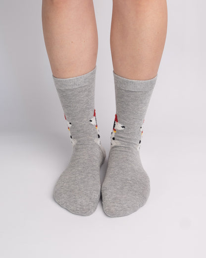 Cute Santa Dog Cotton Crew Socks – Grey