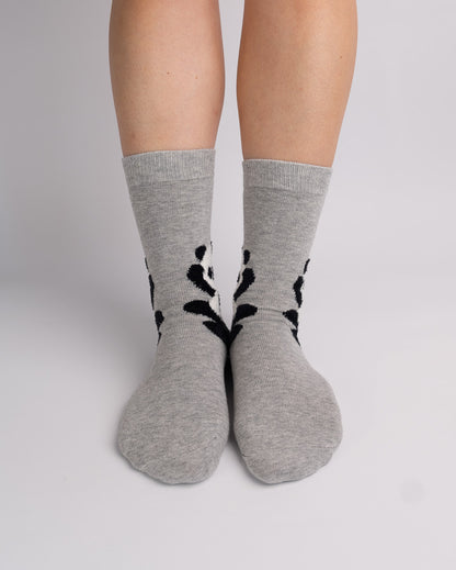 Panda Cotton Crew Socks – Grey