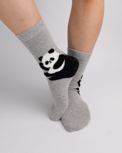 Panda Cotton Crew Socks – Grey
