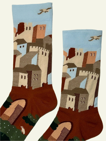 Korean socks with storybook design, combining cute patterns and everyday looks charm.