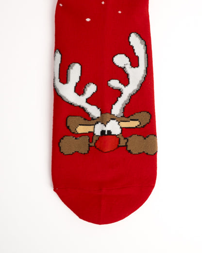 Christmas Santa & Reindeer Dots & Snow Crew Socks