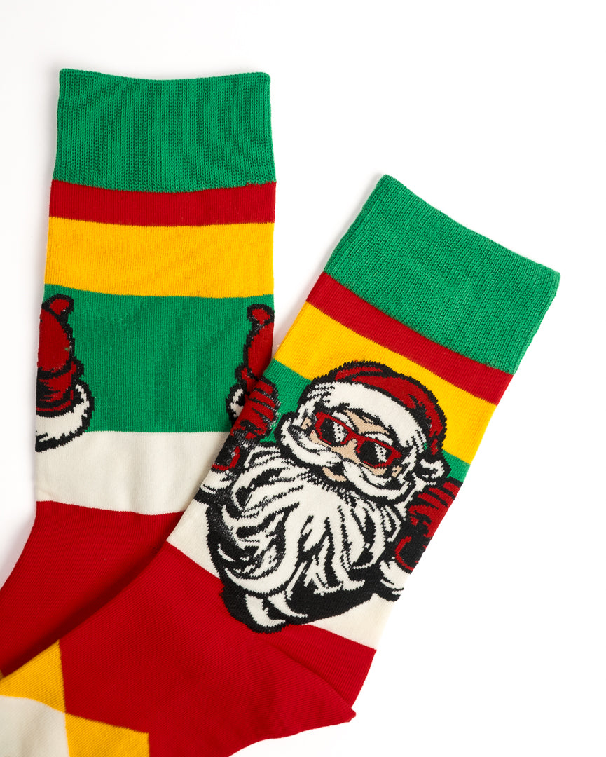 Funky Santa Colorblock Christmas Crew Socks