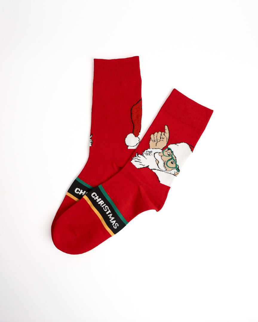 Funky Santa Colorblock Christmas Crew Socks