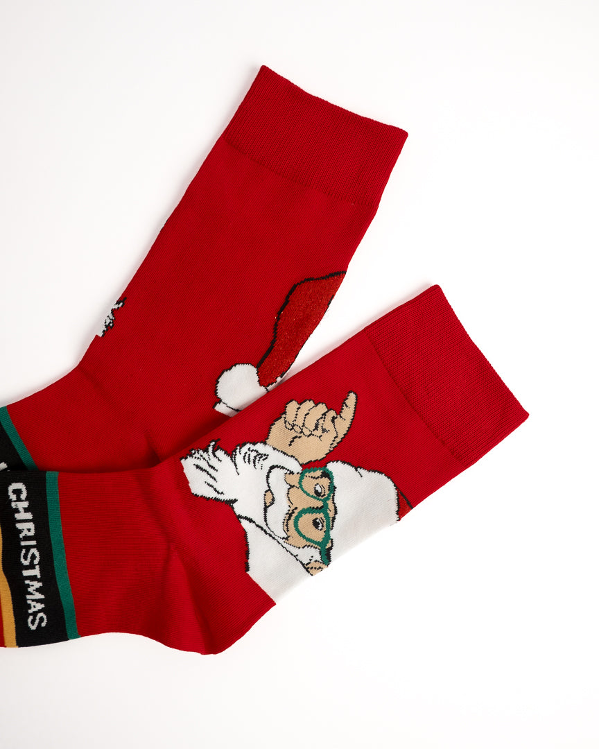 Funky Santa Colorblock Christmas Crew Socks