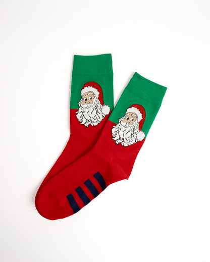 Funky Santa Colorblock Christmas Crew Socks