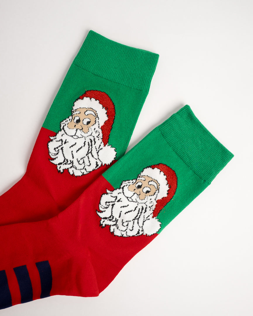 Funky Santa Colorblock Christmas Crew Socks