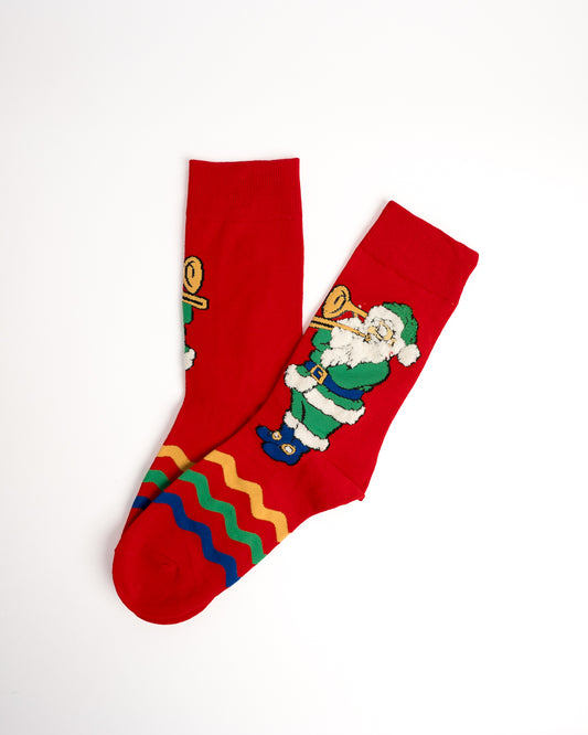 Funky Jazz & Skating Santa Christmas Crew Socks
