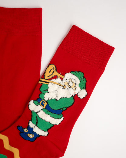 Funky Jazz & Skating Santa Christmas Crew Socks