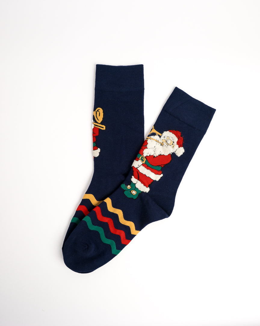 Funky Jazz & Skating Santa Christmas Crew Socks