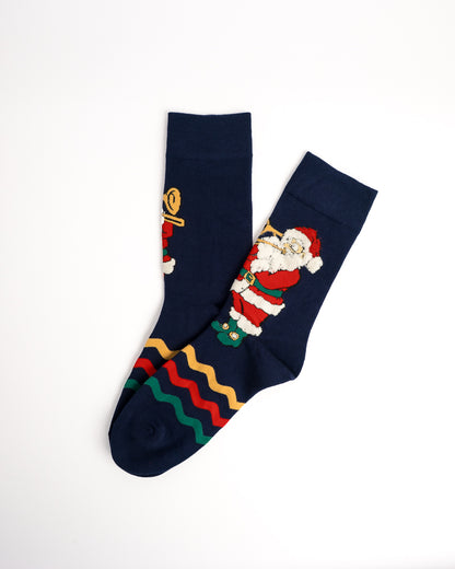 Funky Jazz & Skating Santa Christmas Crew Socks