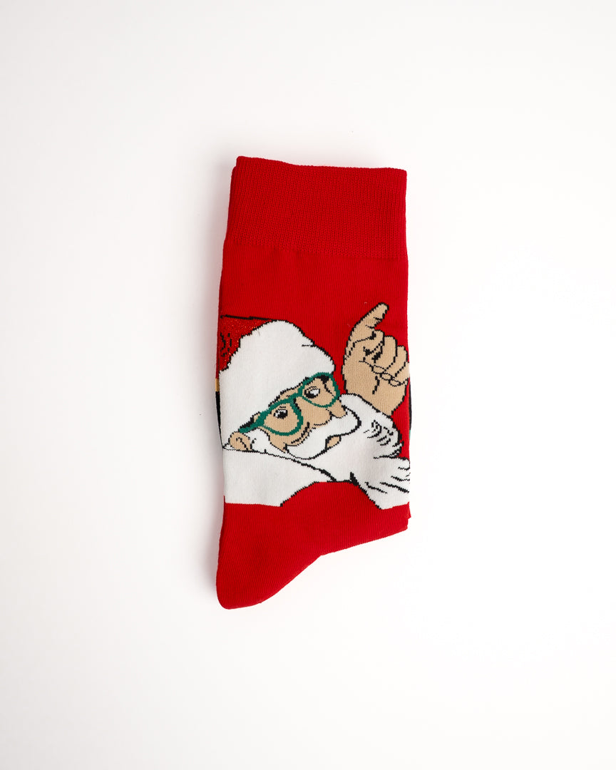 Funky Santa Colorblock Christmas Crew Socks