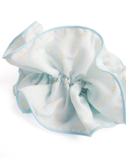 Sweet Daisy Scalloped Sheer Scrunchie - Light Blue