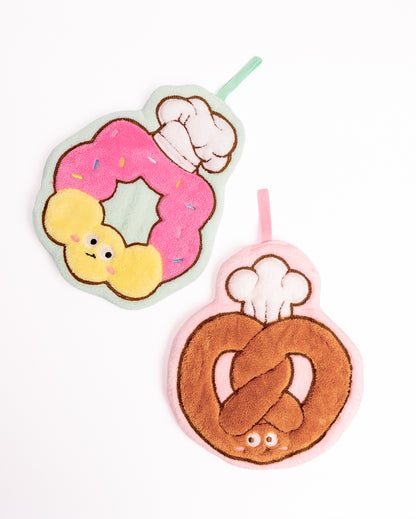 Chef Donut Pretzel Kitchen Hanging Hand Towel