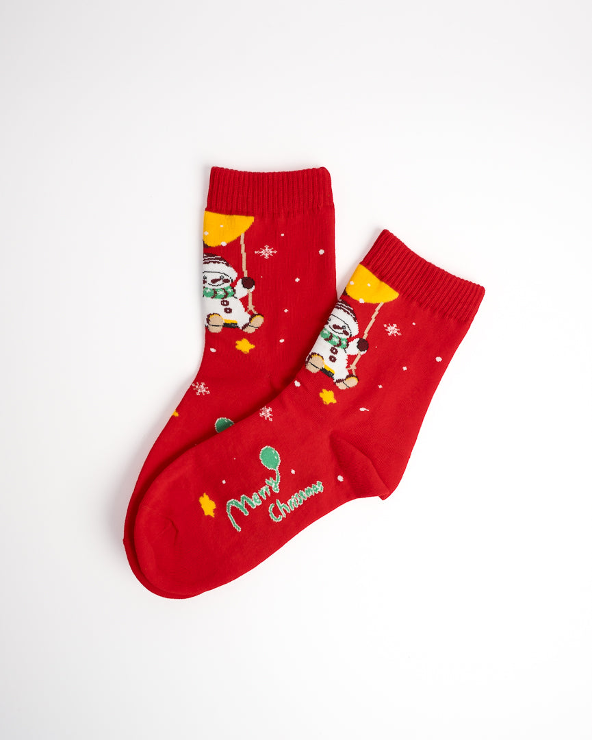 Holiday Snowman & Reindeer Christmas Crew Socks