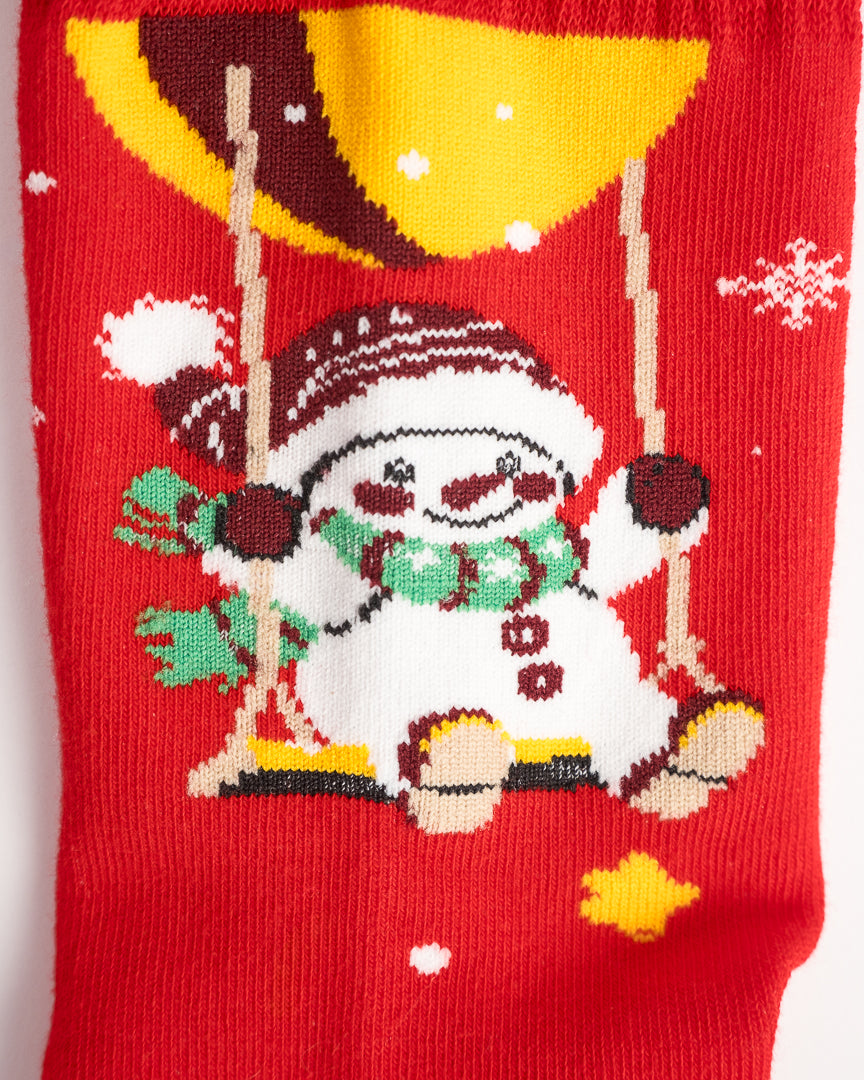 Holiday Snowman & Reindeer Christmas Crew Socks