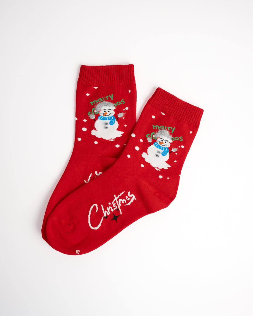 Holiday Snowman & Reindeer Christmas Crew Socks