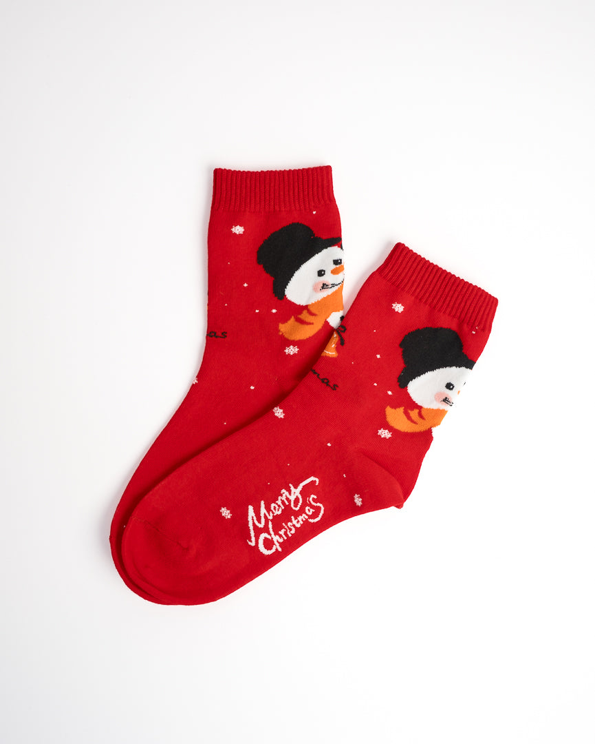 Holiday Snowman & Reindeer Christmas Crew Socks