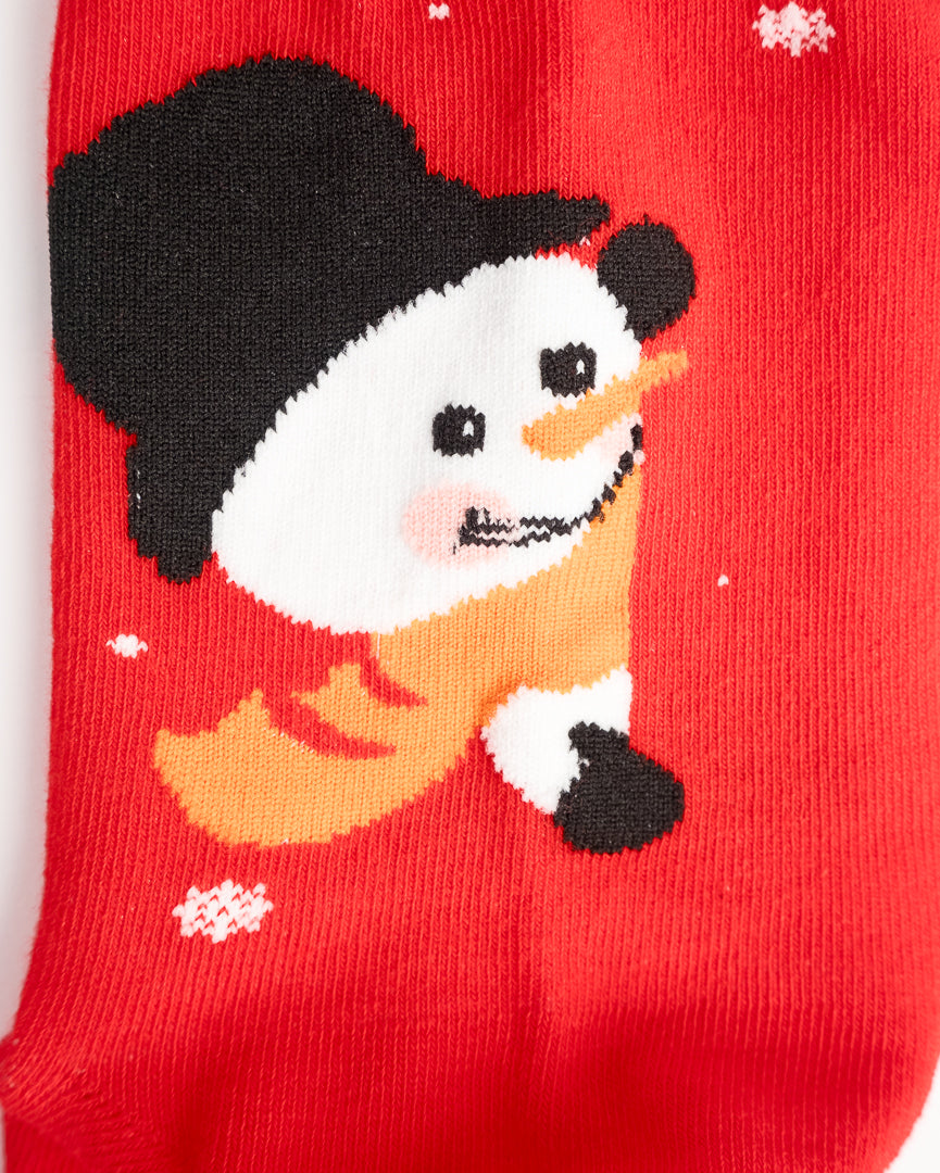 Holiday Snowman & Reindeer Christmas Crew Socks