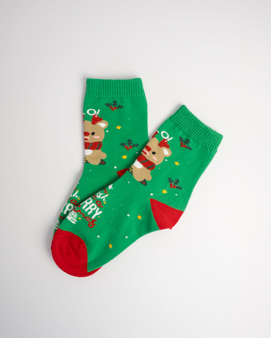 Holiday Snowman & Reindeer Christmas Crew Socks