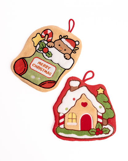 Christmas Gingerbread House Hanging Towel - Red