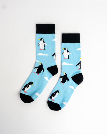 Penguins Crew Socks – Sky Blue & Black